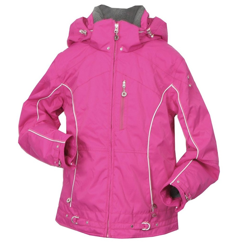 NILS Hailey Snowboard Ski Jacket Zip Up Pink White Detachable Hood Size 8